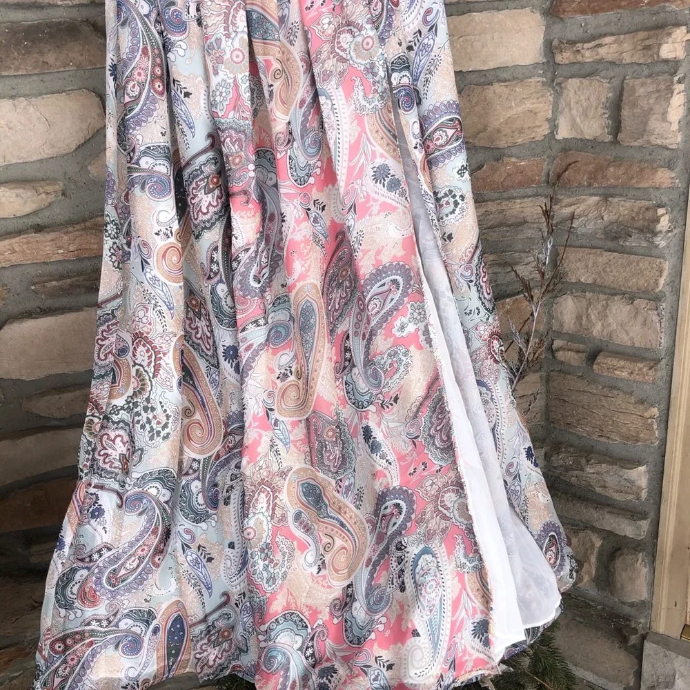 NWT Soieblu Baltic Born Strapless Paisley Print Maxi Dress Pastel Size Large - Picture 6 of 14